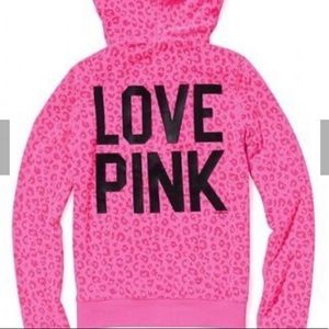 Victoria’s Secret Pink velour cheetah zip up